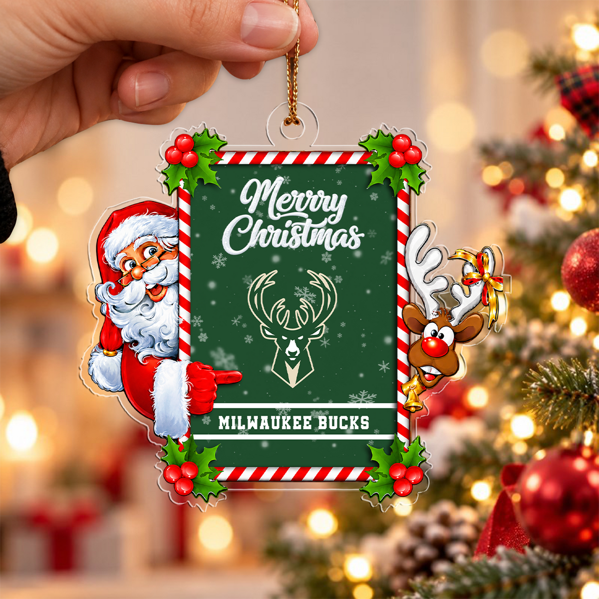 [LIMITED DROP] NEW CUSTOMIZED NBA11 MBU MILWAUKEE BUCKS CHRISTMAS ACRYLIC ORNAMENT