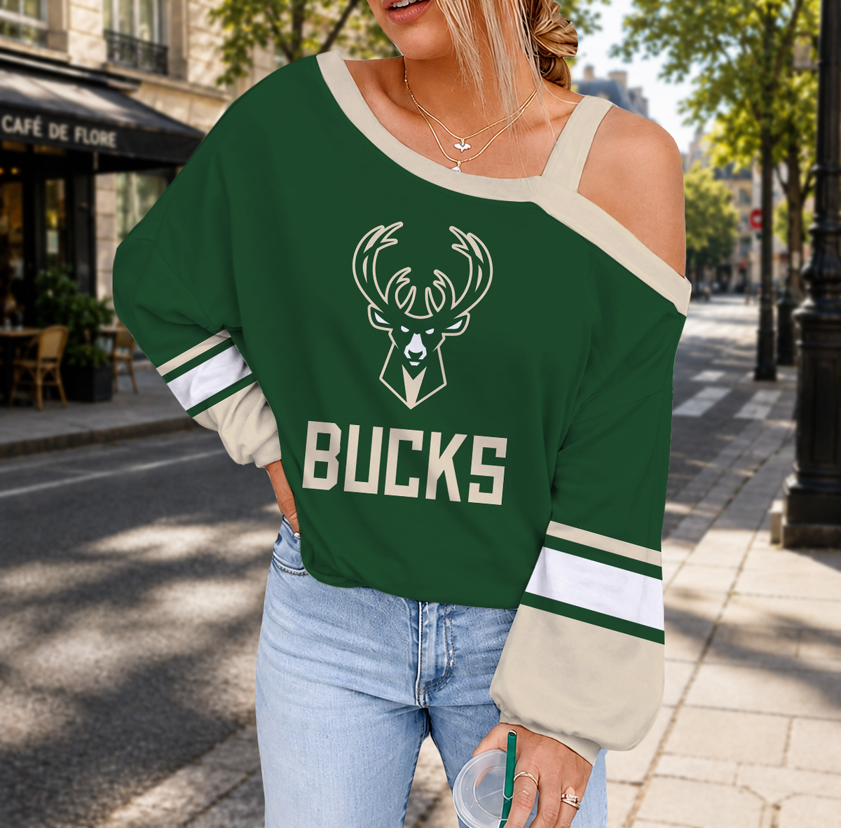 VIRAL EDITION - NEW CUSTOMIZED NBA11 MBU MILWAUKEE BUCKS DROP SHOULDER SWEATSHIRT