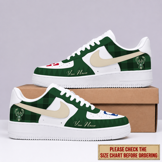 FINAL SALE - NEW CUSTOMIZED NBA11 MBU MILWAUKEE BUCKS AF1 SNEAKERS