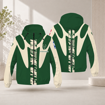 SPECIAL EDITION - NEW CUSTOMIZED NBA11 MBU MILWAUKEE BUCKS WINDBREAKER JACKET