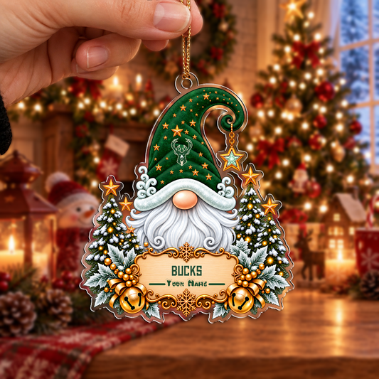 ELITE EDITION - NEW CUSTOMIZED NBA11 MBU MILWAUKEE BUCKS CHRISTMAS ACRYLIC ORNAMENT
