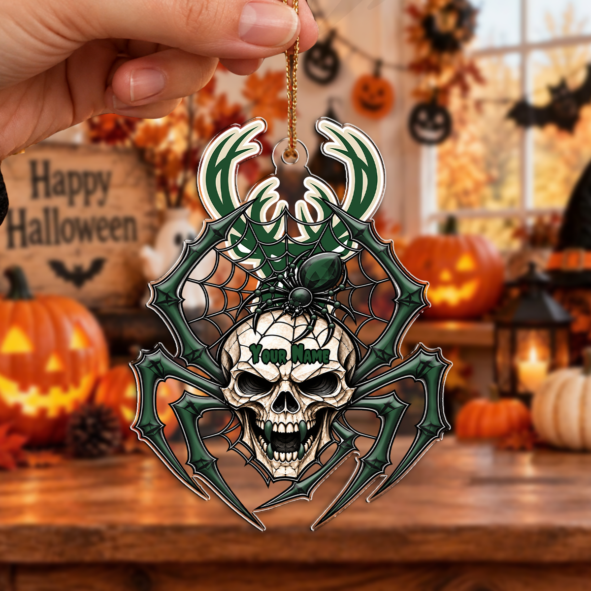 SPECIAL EDITION - NEW CUSTOMIZED NBA11 MBU MILWAUKEE BUCKS HALLOWEEN ACRYLIC ORNAMENT