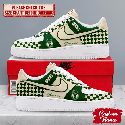 FINAL SALE - NEW CUSTOMIZED NBA11 MBU MILWAUKEE BUCKS AF1 SNEAKERS