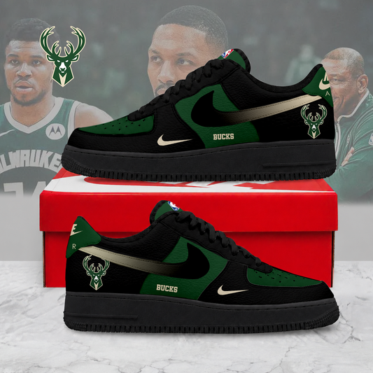 HOT DEAL - NEW CUSTOMIZED NBA11 MBU MILWAUKEE BUCKS AF1 SNEAKERS