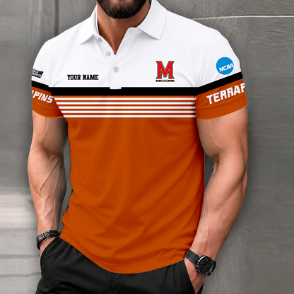 LIMITED EDITION - NEW CUSTOMIZED NCAA MAM11 MLT MARYLAND TERRAPINS POLO SHIRT