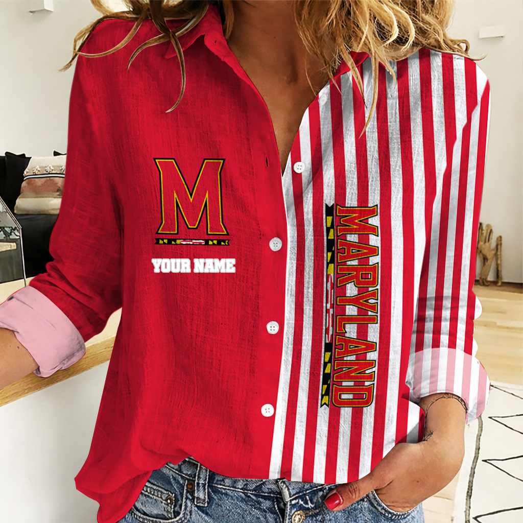 HOT DEAL - NEW CUSTOMIZED MLT ML TERRAPINS WOMEN CASUAL SHIRT FOR FAN | NCAA MAM11