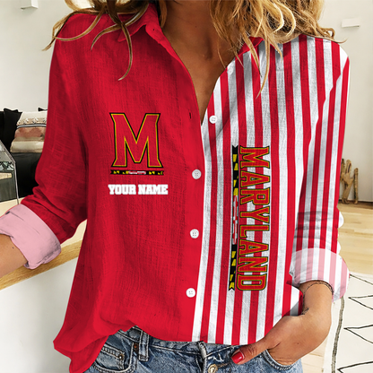 HOT DEAL - NEW CUSTOMIZED MLT ML TERRAPINS WOMEN CASUAL SHIRT FOR FAN | NCAA MAM11