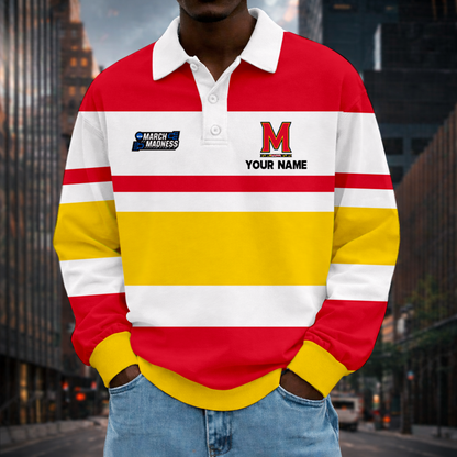 VIRAL EDITION - NEW CUSTOMIZED MAM NCAA11 MLT ML TERRAPINS UNISEX LONG SLEEVE POLO