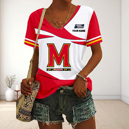 SPECIAL EDITON - NEW CUSTOMIZED MAM NCAA11 MLT ML TERRAPINS V-NECK FEMALE SHIRT
