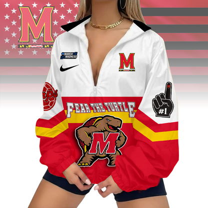 FINAL SALE - NEW CUSTOMIZED MAM NCAA11 MLT ML TERRAPINS V-NECK ZIPPER SWEATSHIRT JACKET