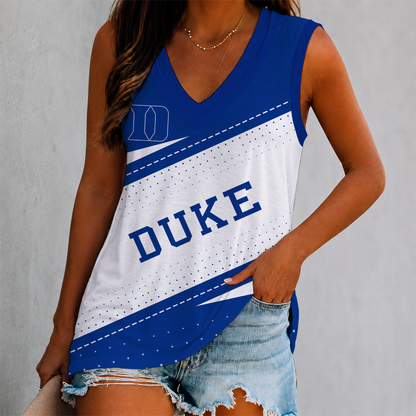 EXCLUSIVE EDITION - NEW CUSTOMIZED NCAA MAM12 DLD DUKE BLUE DEVILS WOMEN'S V-NECK TANK TOP