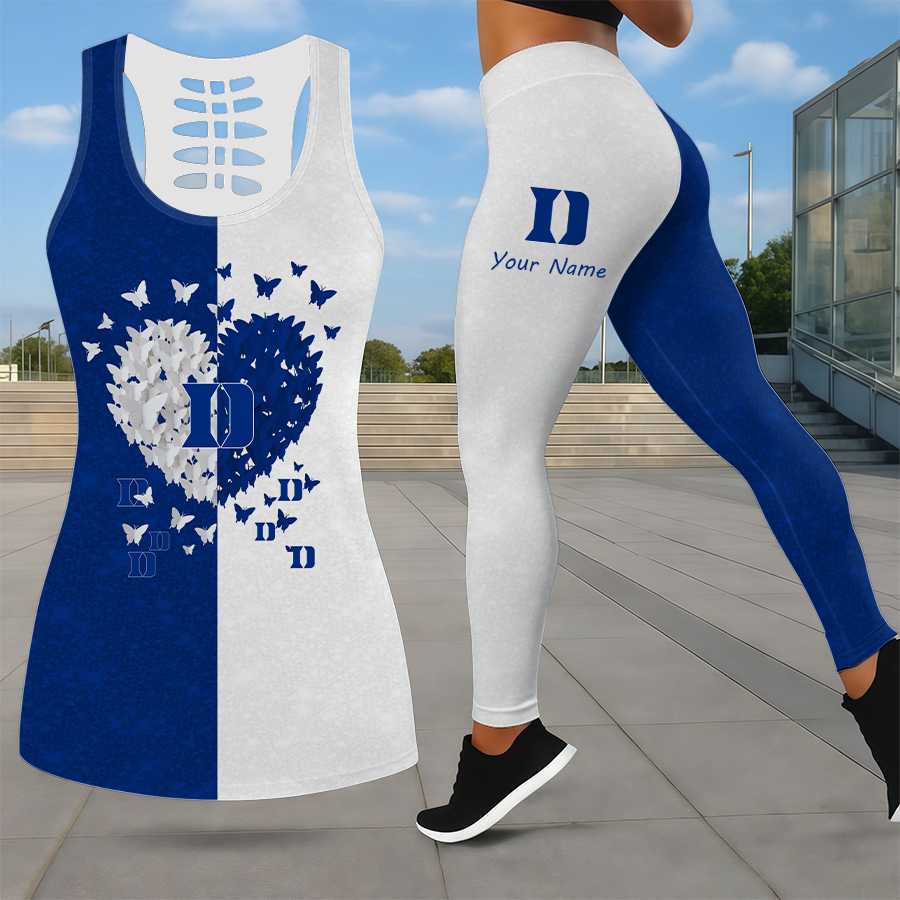 MEGA SALE - NEW CUSTOMIZED NCAA MAM12 DLD DUKE BLUE DEVILS LEGGINGS & HOLLOW TANK TOP SET