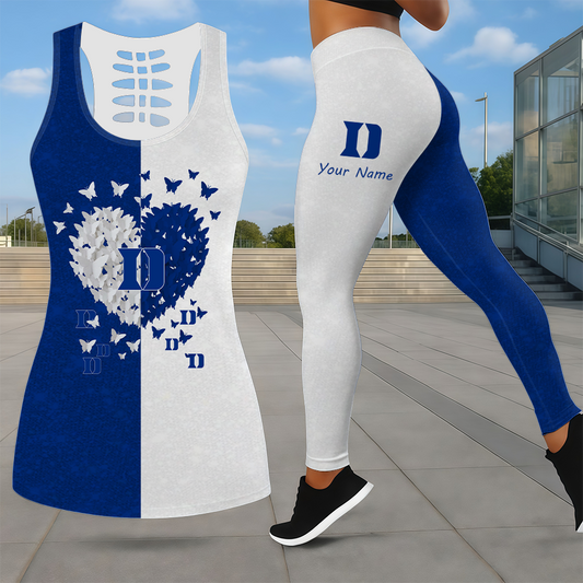 MEGA SALE - NEW CUSTOMIZED NCAA MAM12 DLD DUKE BLUE DEVILS LEGGINGS & HOLLOW TANK TOP SET