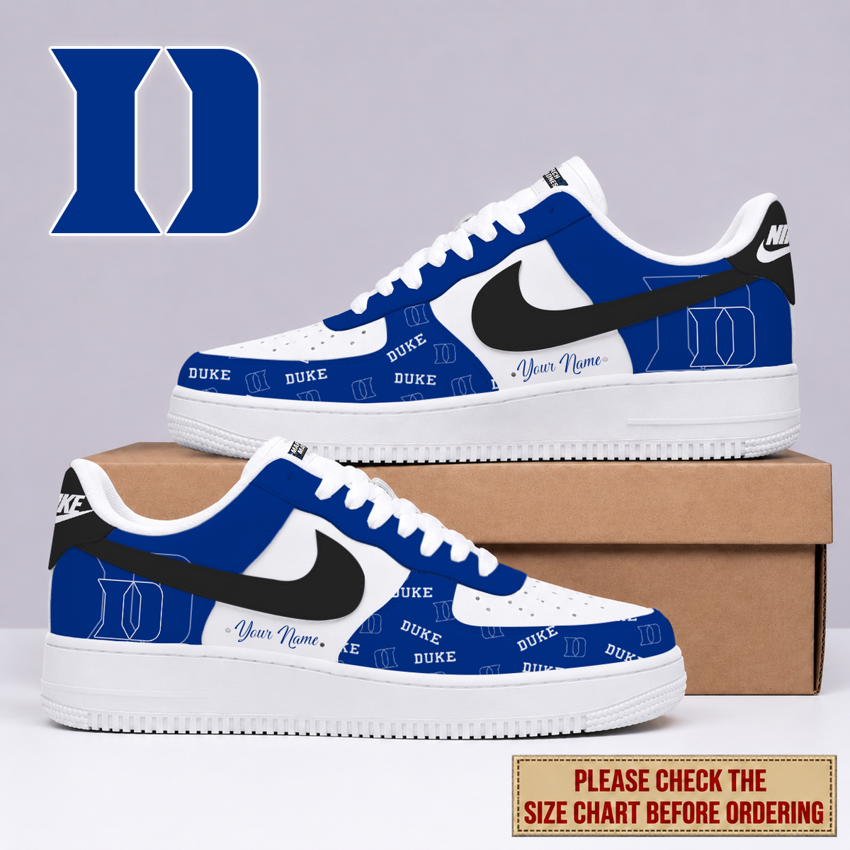 MEGA SALE - NEW CUSTOMIZED DLD DUKE BLUE DEVILS AF1 SHOES - NCAA MAM12