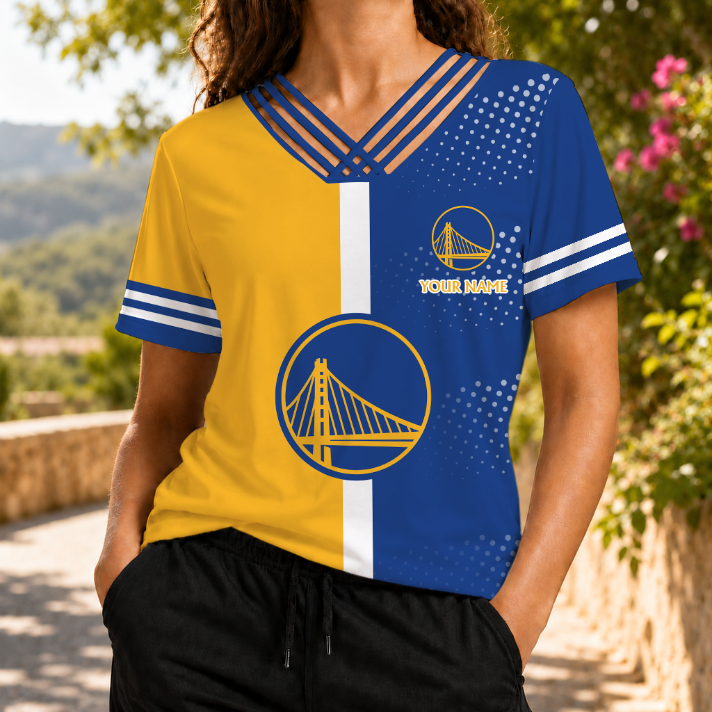 LIMITED EDITION - NEW CUSTOMIZED NBA12 GSW GOLDEN STATE WARRIORS V-NECK SHIRT
