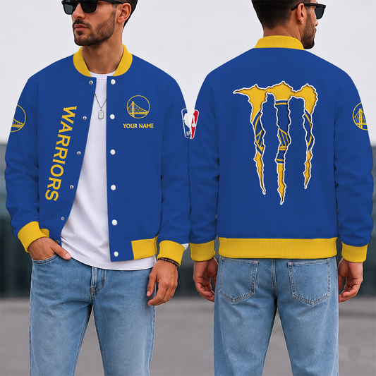 SPECIAL EDITION - NEW CUSTOMIZED NBA12 GSW GOLDEN STATE WARRIORS BASEBALL JACKET, SATIN VARSITY JACKET