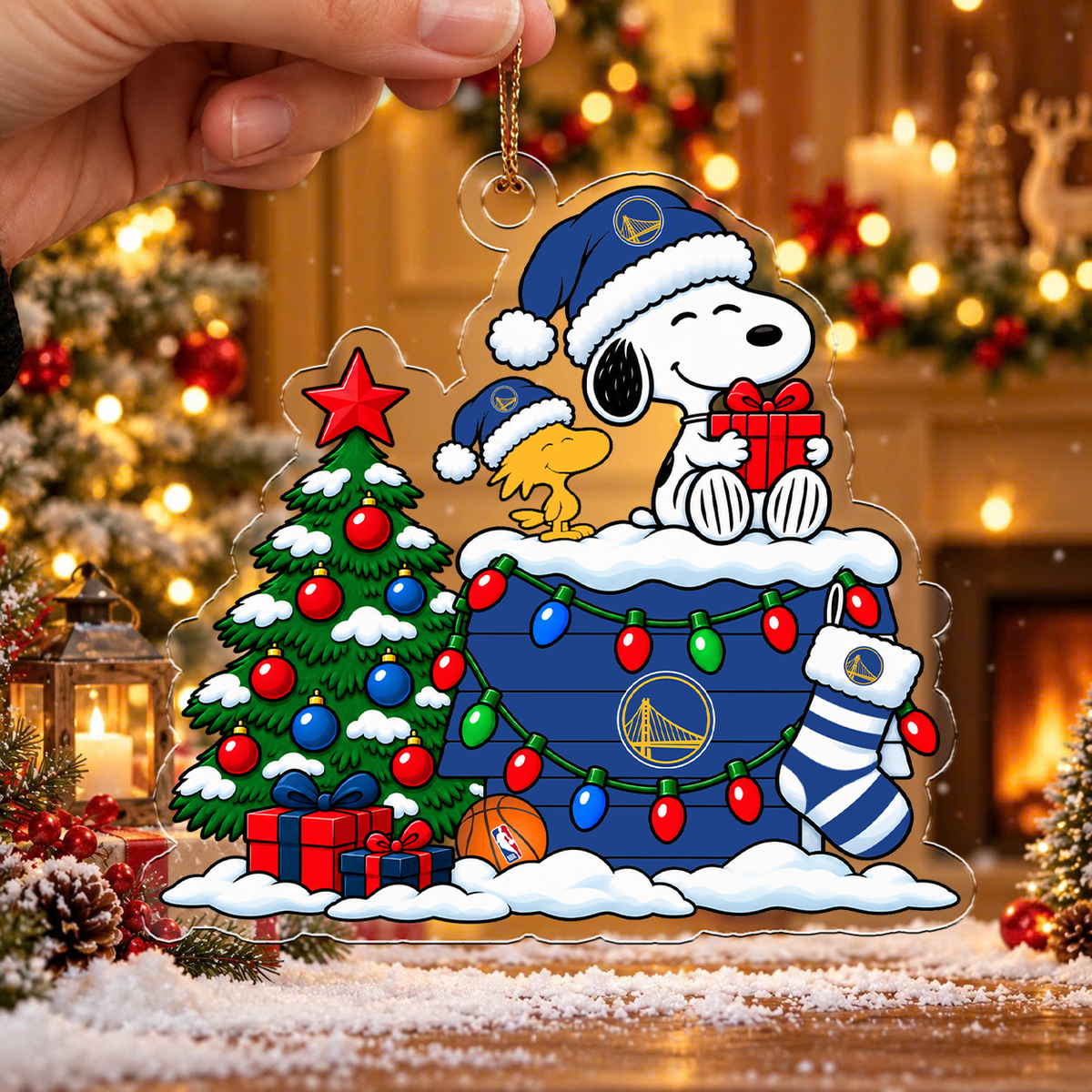 [HOT DEAL] NEW CUSTOMIZED NBA12 GSW GOLDEN STATE WARRIORS CHRISTMAS ACRYLIC ORNAMENT