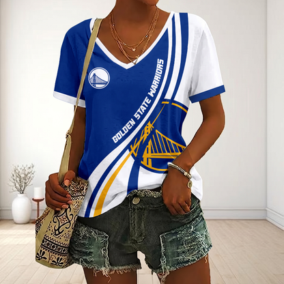 VIRAL EDITION - NEW CUSTOMIZED NBA12 GSW GOLDEN STATE WARRIORS V-NECK FEMALE SHIRT