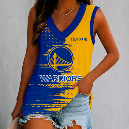 LIMITED EDITION - NEW CUSTOMIZED NBA12 GSW GOLDEN STATE WARRIORS WOMEN'S V-NECK TANK TOP