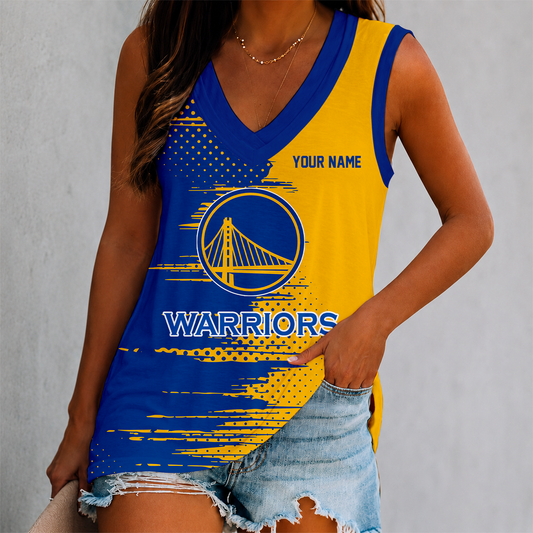LIMITED EDITION - NEW CUSTOMIZED NBA12 GSW GOLDEN STATE WARRIORS WOMEN'S V-NECK TANK TOP
