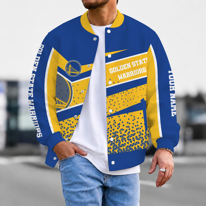 EXCLUSIVE EDITION - NEW CUSTOMIZED NBA12 GSW GOLDEN STATE WARRIORS BASEBALL JACKET, SATIN VARSITY JACKET