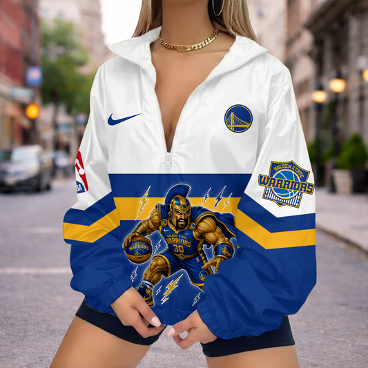 LIMITED EDITION - NEW CUSTOMIZED GSW GOLDEN STATE WARRIORS V-NECK ZIPPER SWEATSHIRT JACKET - NBA12