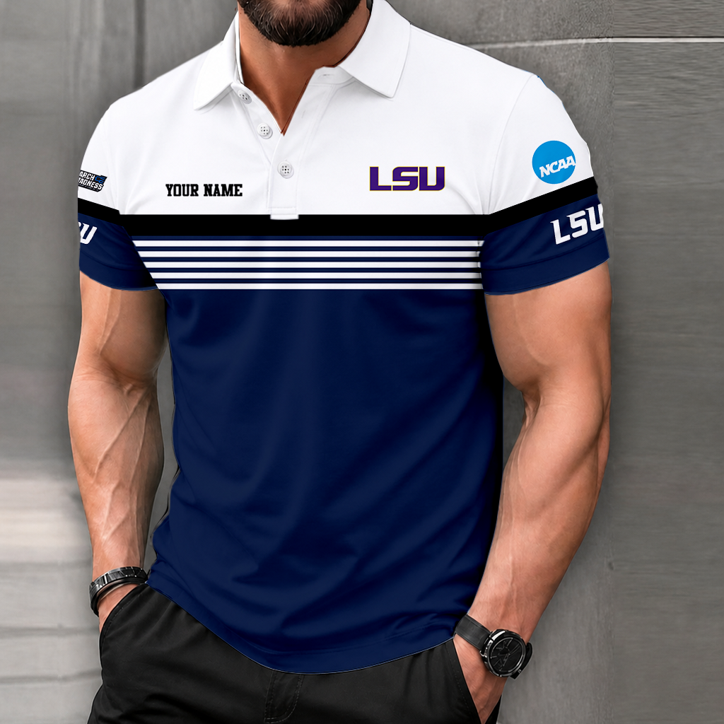 LIMITED EDITION - NEW CUSTOMIZED NCAA MAM13 LST LSU TIGERS POLO SHIRT