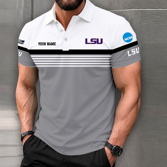 LIMITED EDITION - NEW CUSTOMIZED NCAA MAM13 LST LSU TIGERS POLO SHIRT
