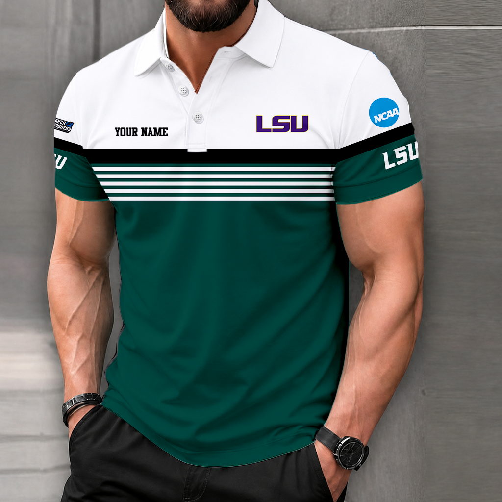 LIMITED EDITION - NEW CUSTOMIZED NCAA MAM13 LST LSU TIGERS POLO SHIRT