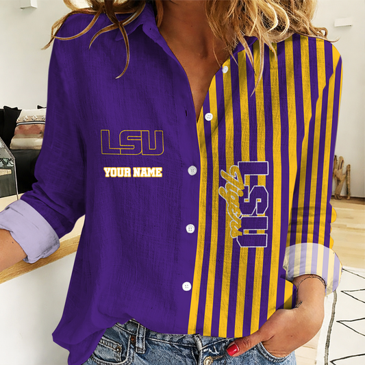 HOT DEAL - NEW CUSTOMIZED LST LSU TIGERS WOMEN CASUAL SHIRT FOR FAN | NCAA MAM13