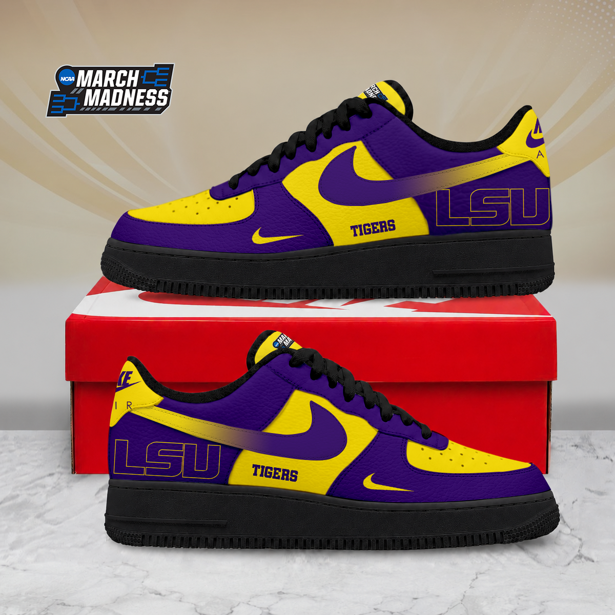 ELITE EDITION - NEW CUSTOMIZED NCAA MAM13 LST LSU TIGERS AF1 SHOES