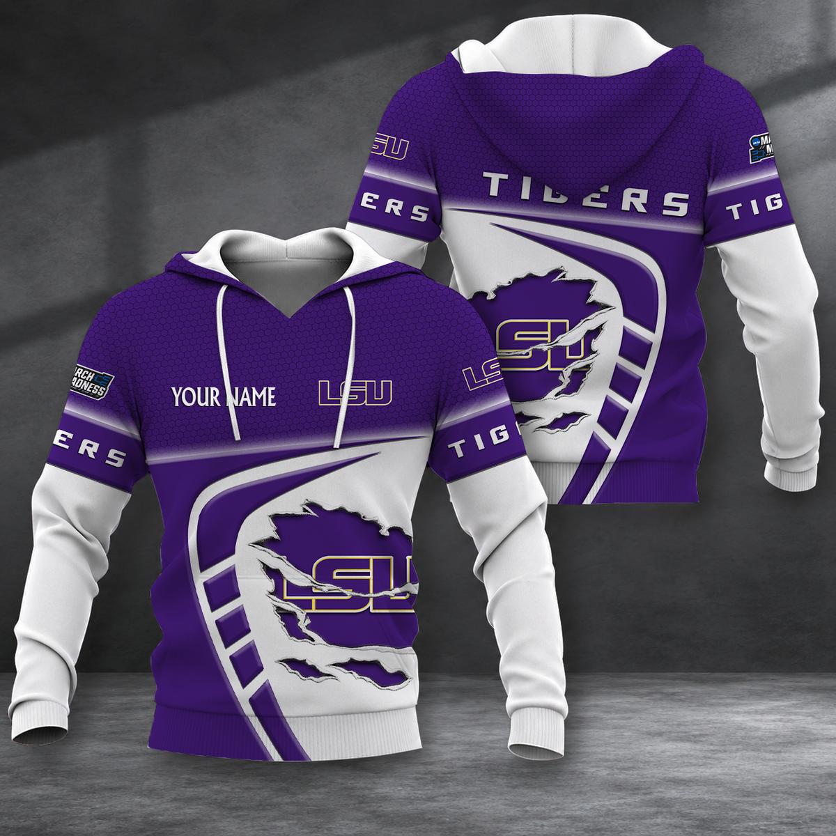 FINAL SALE - NEW CUSTOMIZED NCAA MAM13 LST LSU TIGERS T-SHIRT, POLO SHIRT, ZIP POLO SHIRT, SWEATSHIRT, HOODIE & ZIP HOODIE