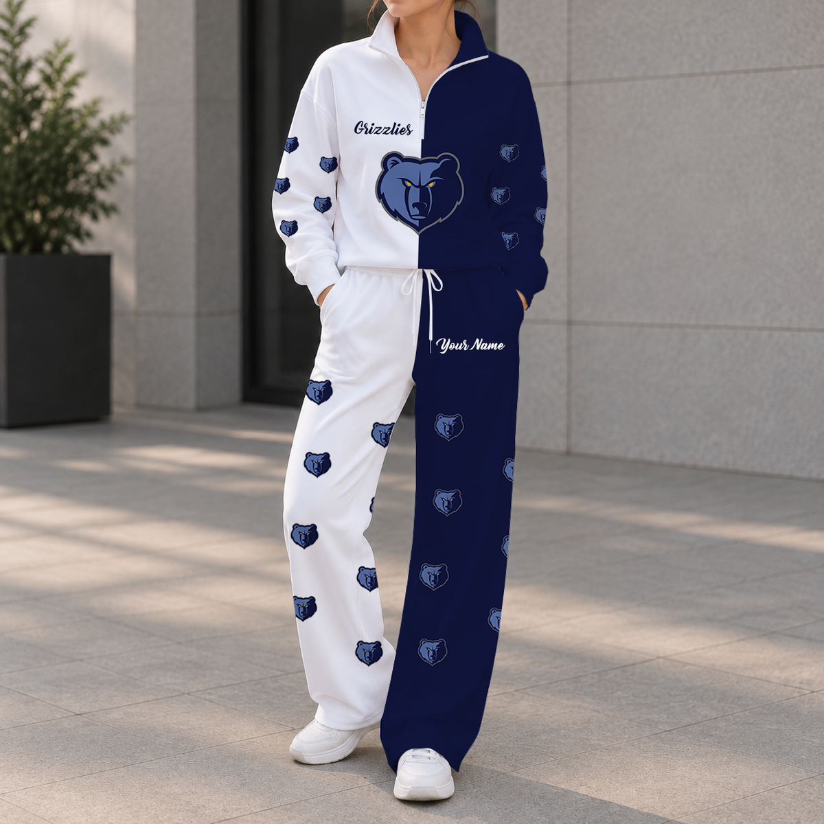 EXCLUSIVE EDITION - NEW CUSTOMIZED NBA13 MGR MEMPHIS GRIZZLIES ZIPPER SWEATSHIRT & WIDE LEG PANTS SET