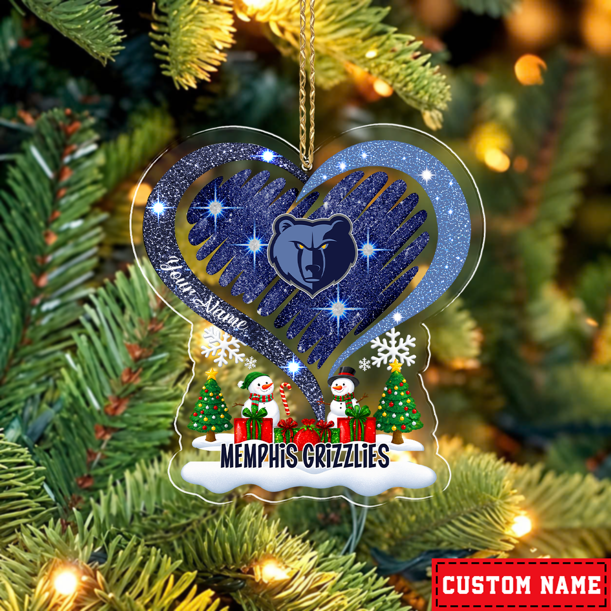 [EXCLUSIVE EDITION] NEW CUSTOMIZED NBA13 MGR MEMPHIS GRIZZLIES CHRISTMAS ACRYLIC ORNAMENT