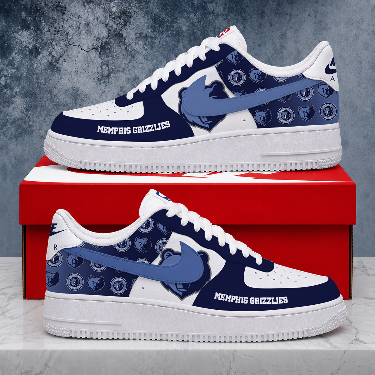 SPECIAL EDITION - NEW CUSTOMIZED NBA13 MGR MEMPHIS GRIZZLIES AF1 SNEAKERS