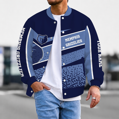 EXCLUSIVE EDITION - NEW CUSTOMIZED NBA13 MGR MEMPHIS GRIZZLIES BASEBALL JACKET, SATIN VARSITY JACKET