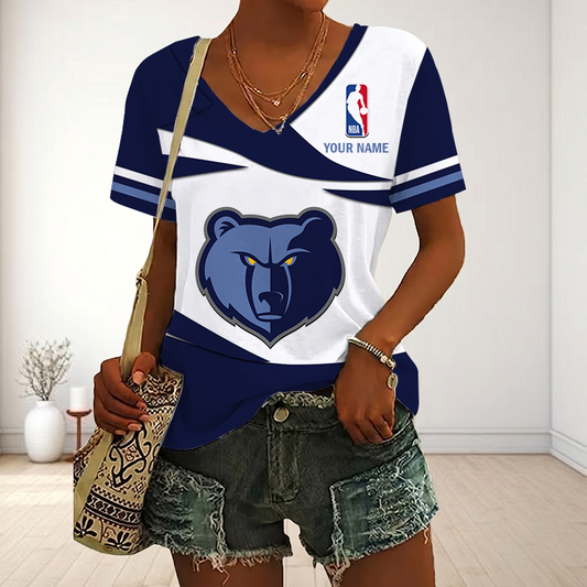 EXCLUSIVE EDITION - NEW CUSTOMIZED NBA13 MGR MEMPHIS GRIZZLIES V-NECK FEMALE SHIRT