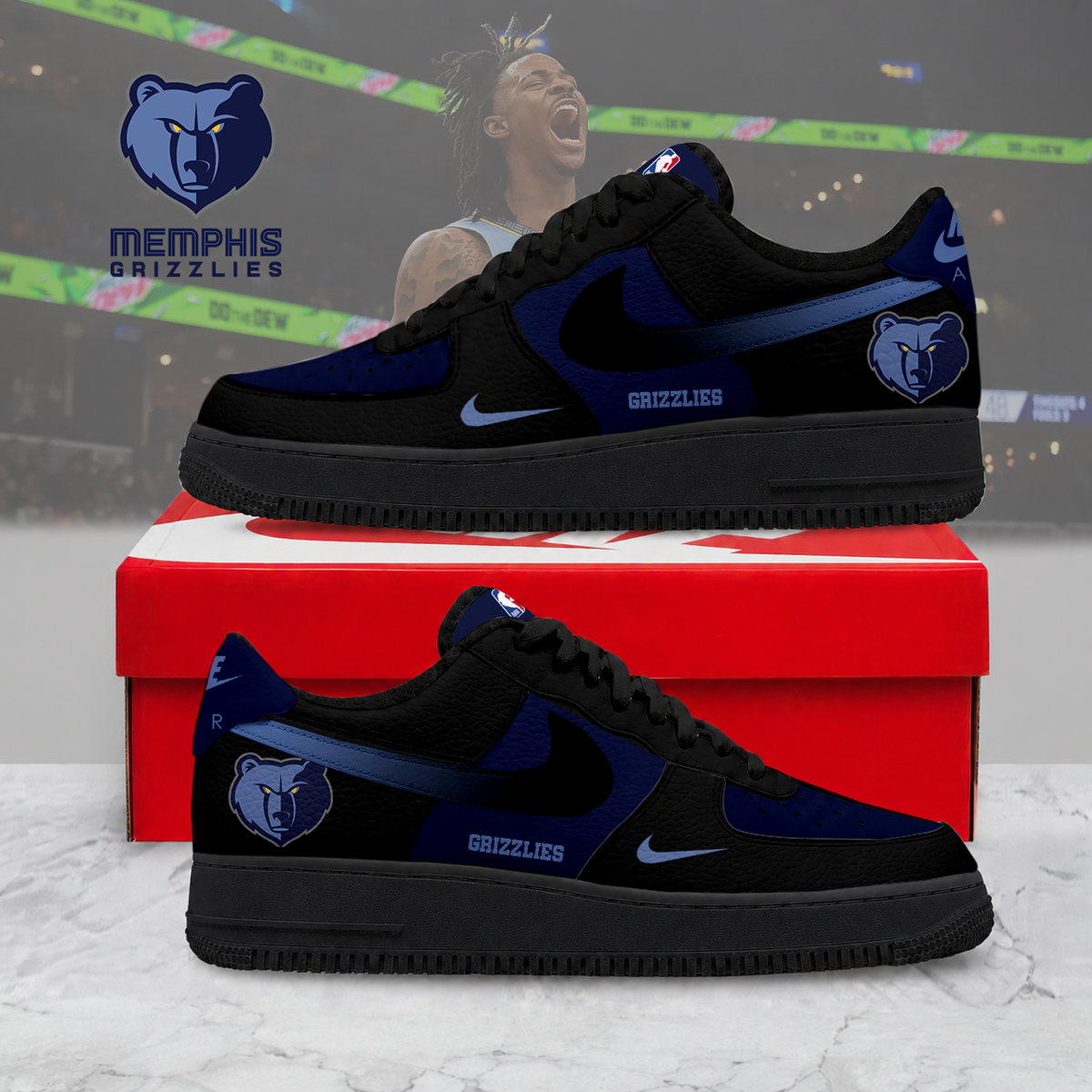HOT DEAL - NEW CUSTOMIZED NBA13 MGR MEMPHIS GRIZZLIES AF1 SNEAKERS