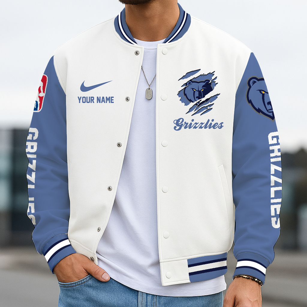 LIMITED DROP - NEW CUSTOMIZED MGR ME GRIZZLIES BASEBALL JACKET, SATIN VARSITY JACKET - NBA13