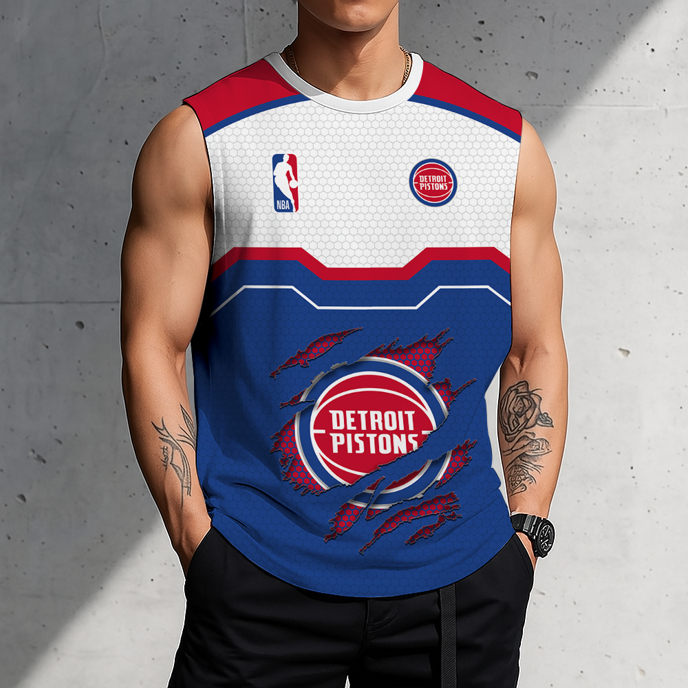 [LIMITED EDITION] NEW CUSTOMIZED NBA14 DPI DETROIT PISTONS MEN'S TANK TOP