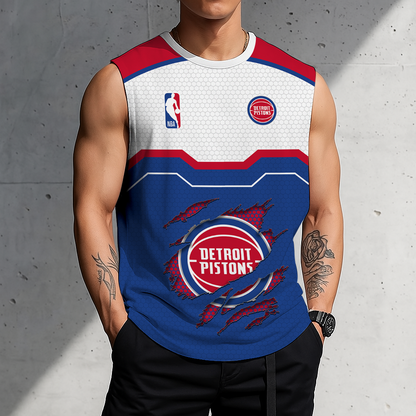 [LIMITED EDITION] NEW CUSTOMIZED NBA14 DPI DETROIT PISTONS MEN'S TANK TOP