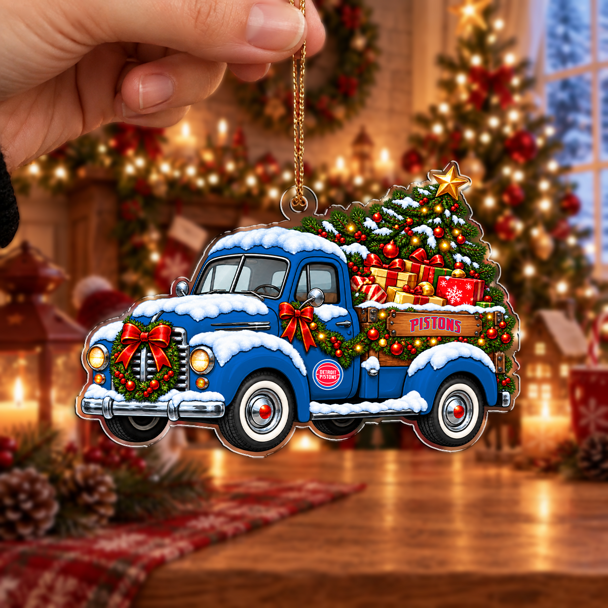 [VIRAL EDITION] NEW CUSTOMIZED NBA14 DPI DETROIT PISTONS CHRISTMAS ACRYLIC ORNAMENT
