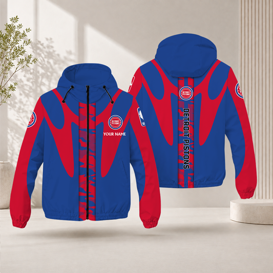 SPECIAL EDITION - NEW CUSTOMIZED NBA14 DPI DETROIT PISTONS WINDBREAKER JACKET