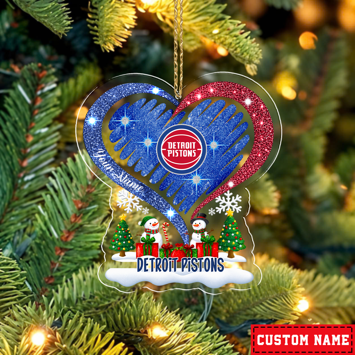 [EXCLUSIVE EDITION] NEW CUSTOMIZED NBA14 DPI DETROIT PISTONS CHRISTMAS ACRYLIC ORNAMENT