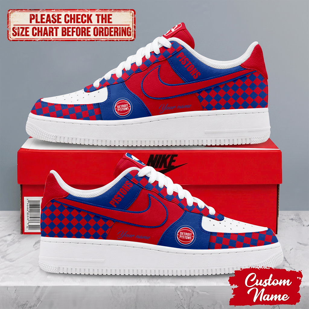 FINAL SALE - NEW CUSTOMIZED NBA14 DPI DETROIT PISTONS AF1 SNEAKERS