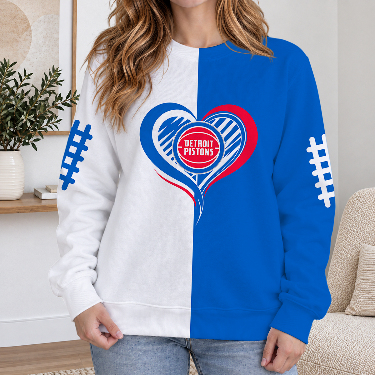 ELITE EDITION - NEW CUSTOMIZED DPI DETROIT PISTONS RIBBED HOODIE & SWEATSHIRT - NBA14