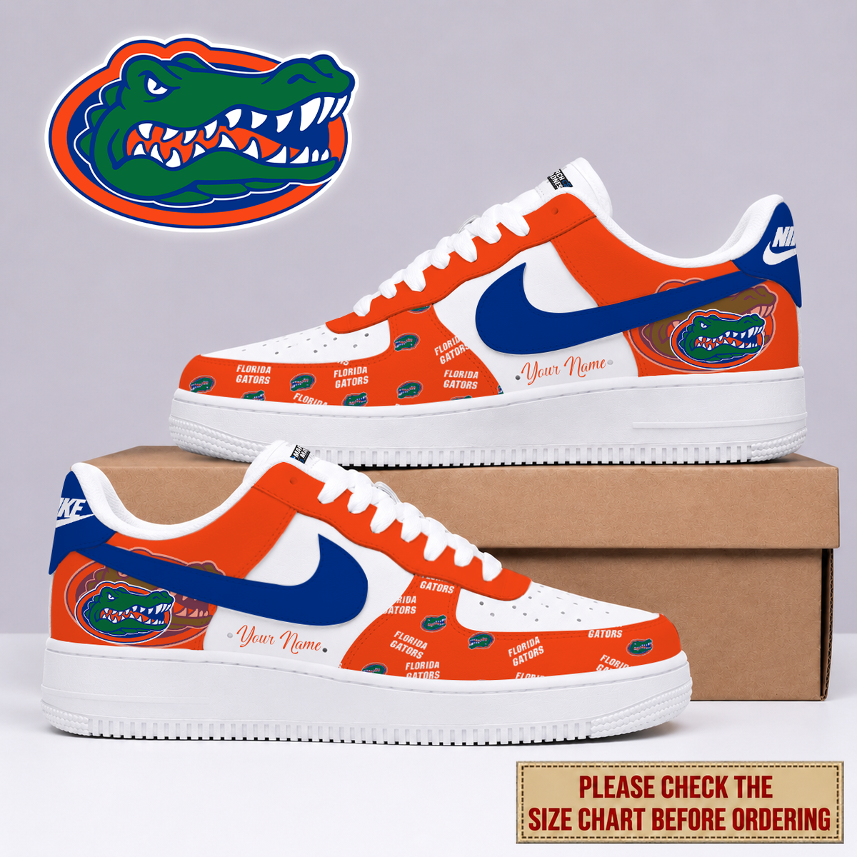 MEGA SALE - NEW CUSTOMIZED FLG FLORIDA GATORS AF1 SHOES - NCAA MAM14