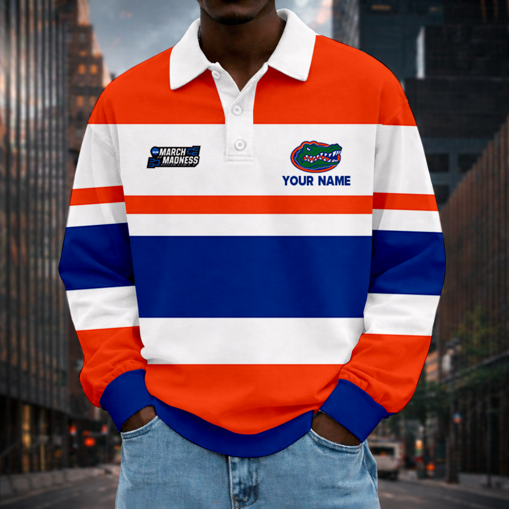 VIRAL EDITION - NEW CUSTOMIZED MAM NCAA14 FLG FL GATORS UNISEX LONG SLEEVE POLO