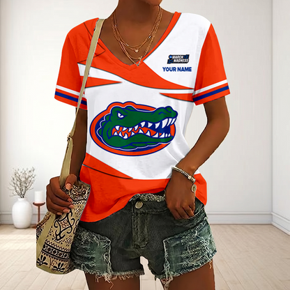 SPECIAL EDITON - NEW CUSTOMIZED MAM NCAA14 FLG FL GATORS V-NECK FEMALE SHIRT