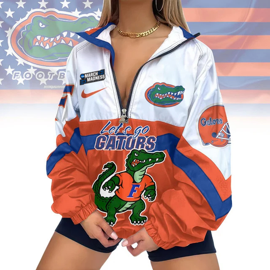 FINAL SALE - NEW CUSTOMIZED MAM NCAA14 FLG FL GATORS V-NECK ZIPPER SWEATSHIRT JACKET